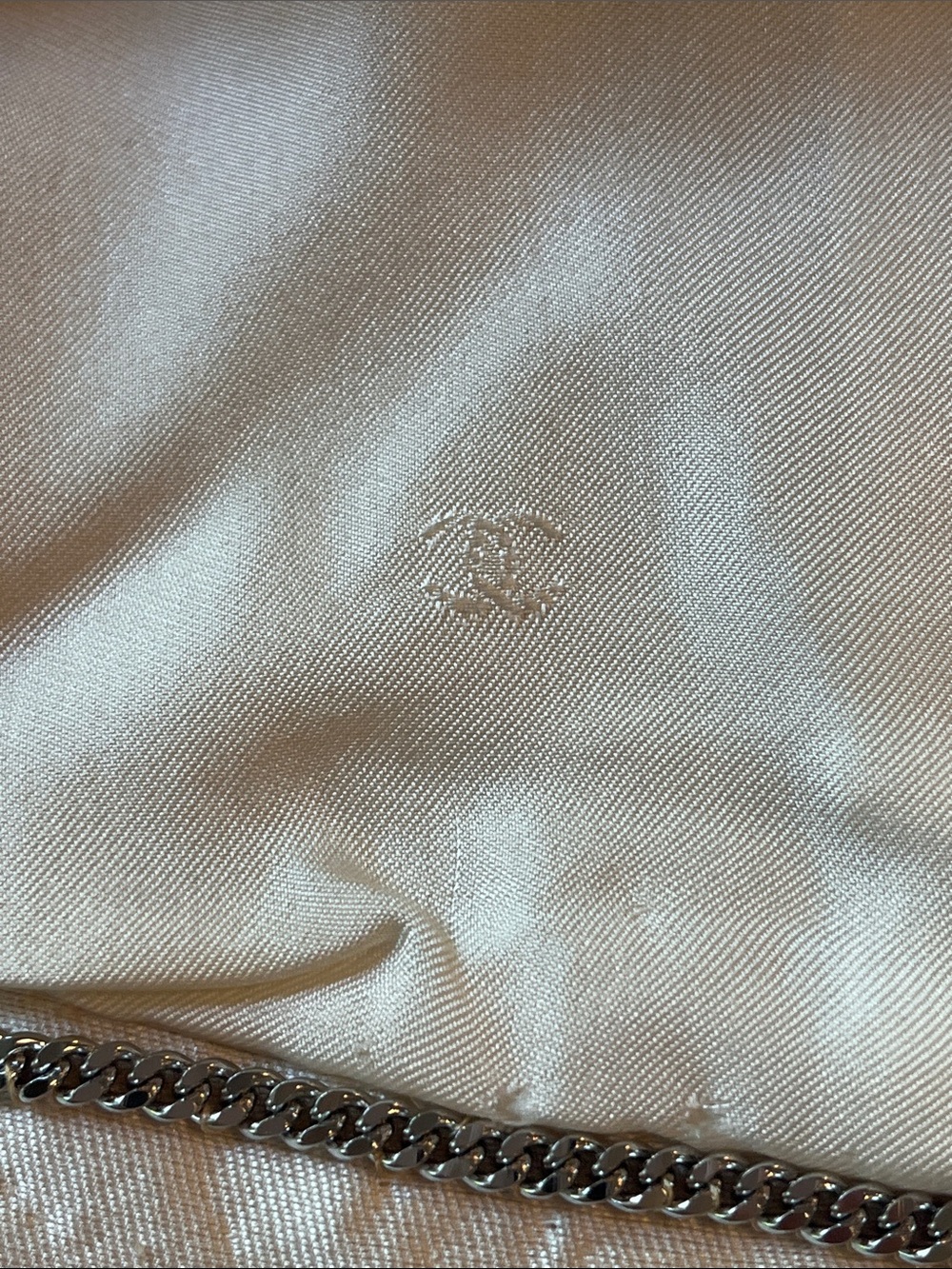 CHANEL Cream Silk Short Sleeve Top with Embroidered Loop Trim - Picture 13 of 16